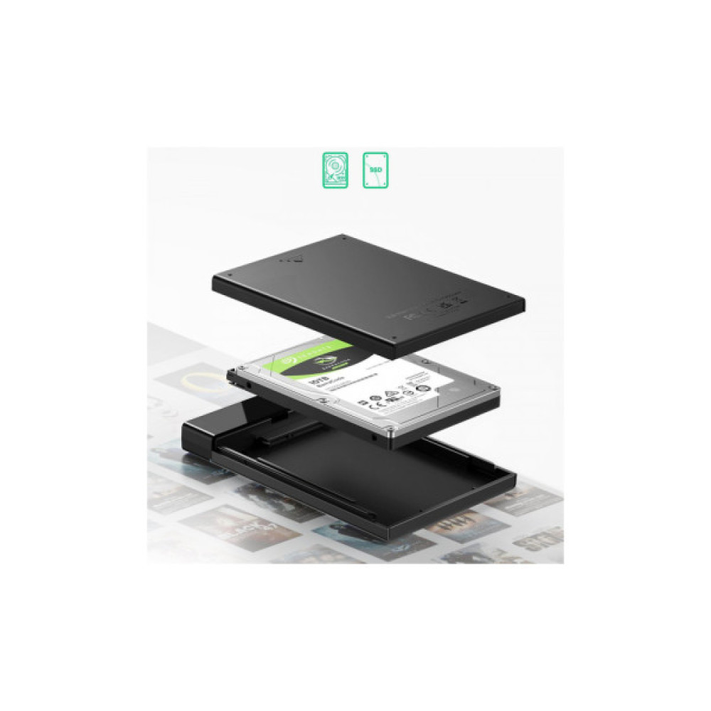 Кишеня зовнішня UGREEN USB 3.1 to 2.5" HDD/SSD US221 black (50743)