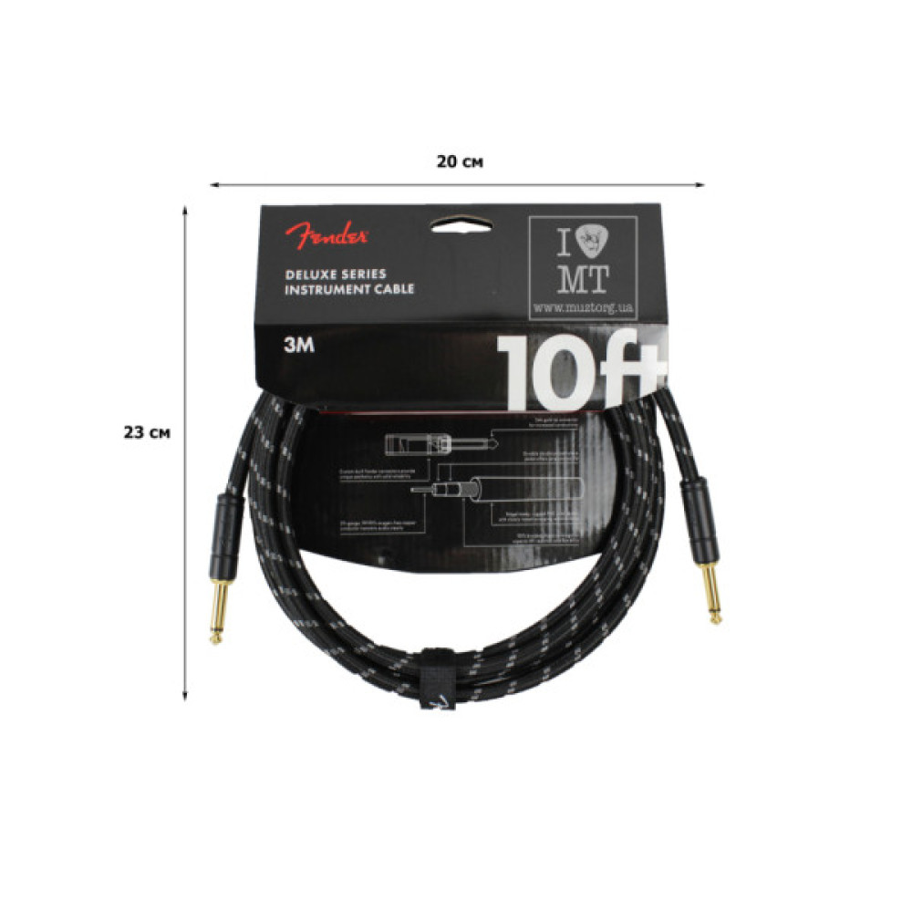 Інструментальний кабель Fender Cable Deluxe Series 10' Black Tweed (228466)