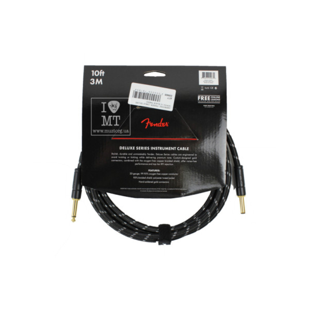 Інструментальний кабель Fender Cable Deluxe Series 10' Black Tweed (228466)