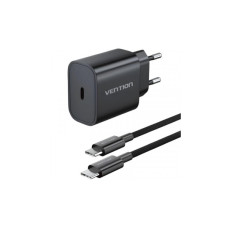 Зарядний пристрій Vention 1xUSB-C PD20W + cable USB-C to USB-C black (G16B0-EU)