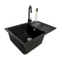 Набір кухонний Adamant Horizon Medium, штучний камінь, прямокут., з крилом, 700х500х230мм, чаша - 1, врізна, чорний + змішувач та дозатор
