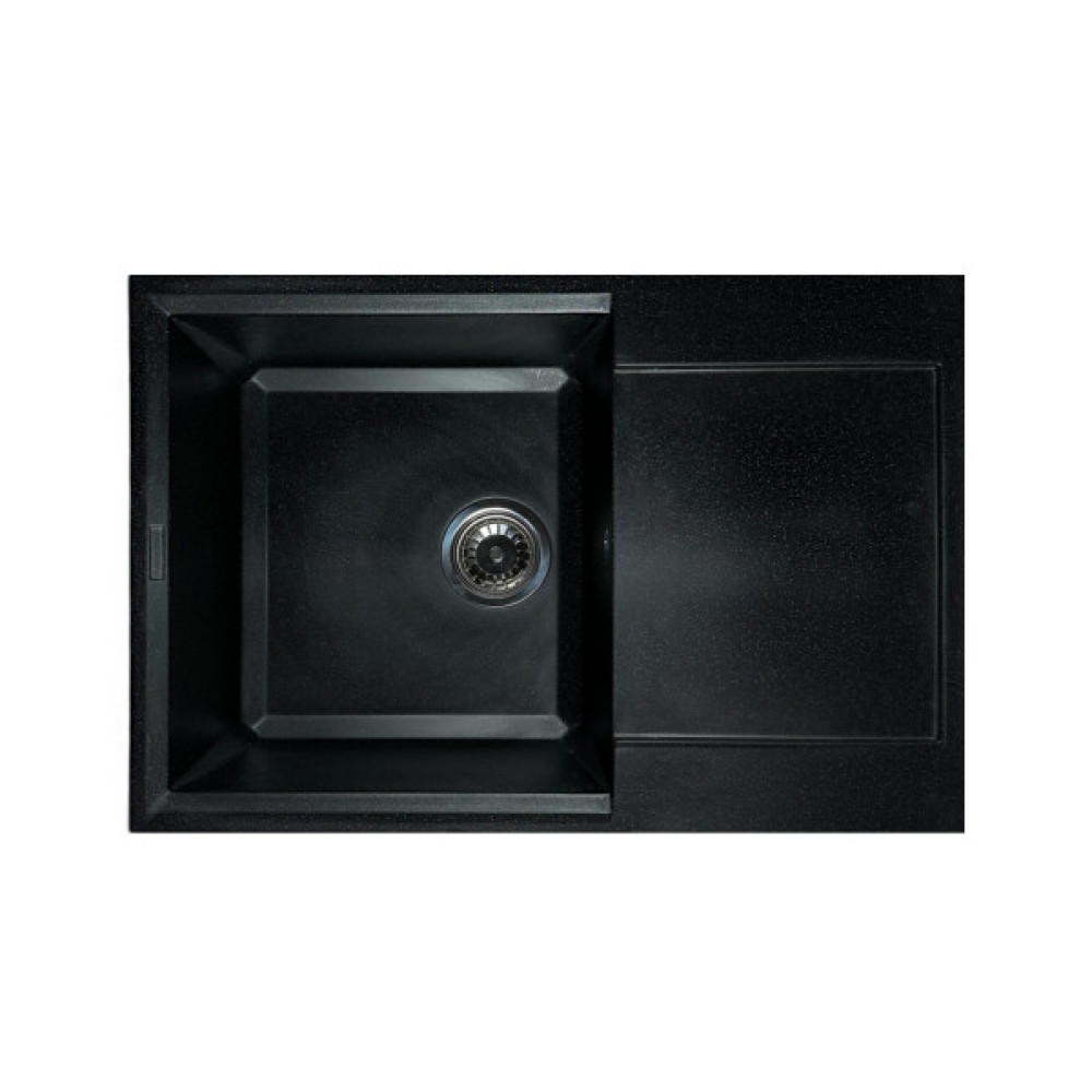Набір кухонний Adamant Horizon Medium, штучний камінь, прямокут., з крилом, 700х500х230мм, чаша - 1, врізна, чорний + змішувач та дозатор