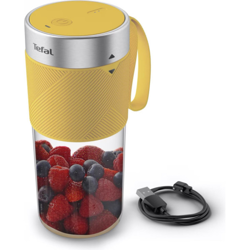 Блендер Tefal Lightmix портативний для смузі, чаша-300мл, USB, тритан, жовтий
