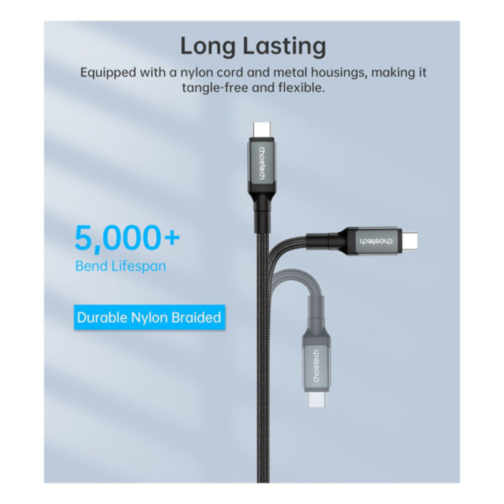 Дата кабель USB-C to USB-C 2.0m USB4 Gen 3 240W 8K Choetech (XCC-1042)