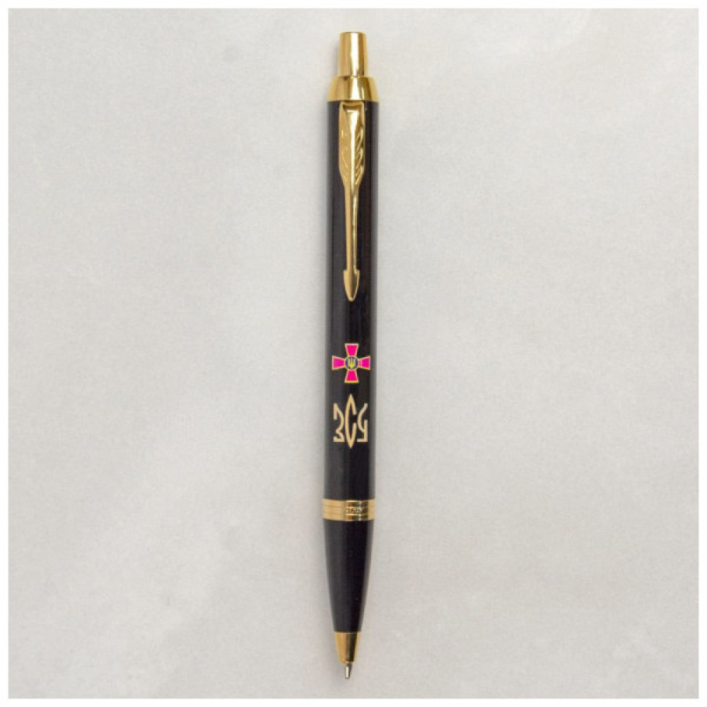 Ручка кулькова Parker IM 17 ARMY Black GT BP Емблема ЗСУ + Тризуб ЗСУ золото (22032_W1015u)