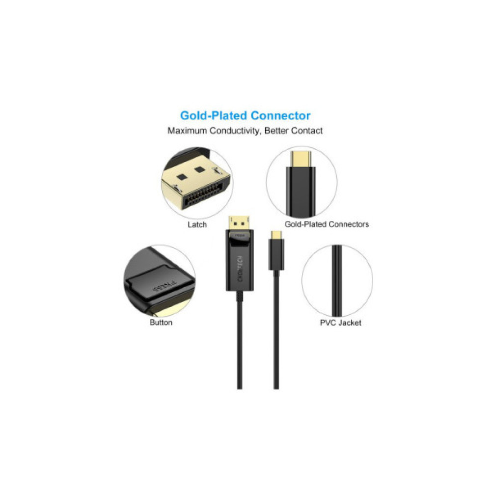 Кабель мультимедійний USB-C to DisplayPort M 1.8m 4K60Hz Choetech (XCP-1801BK)