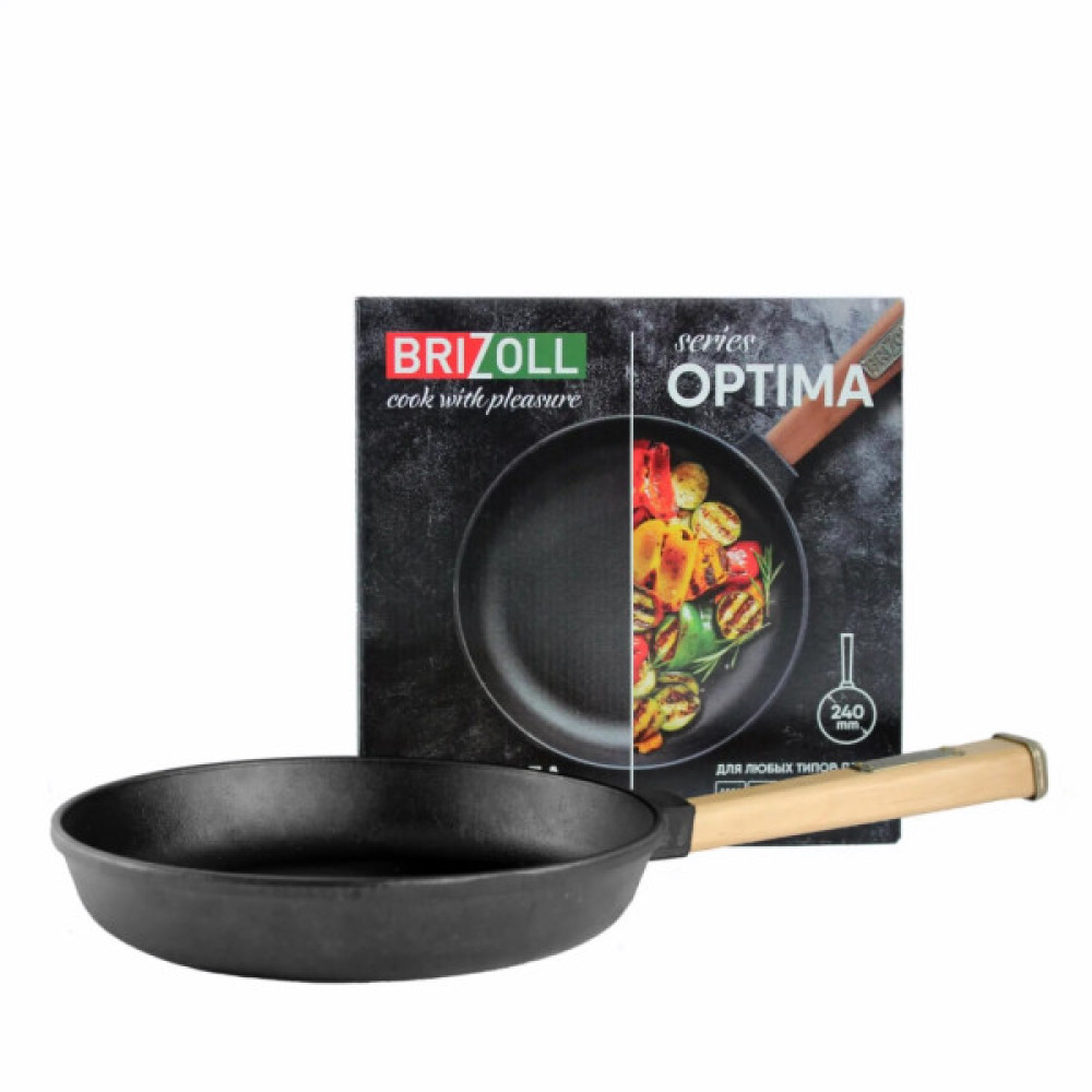 Сковорода Brizoll Optima чавунна з ручкою 240х40 мм (O2440-P)