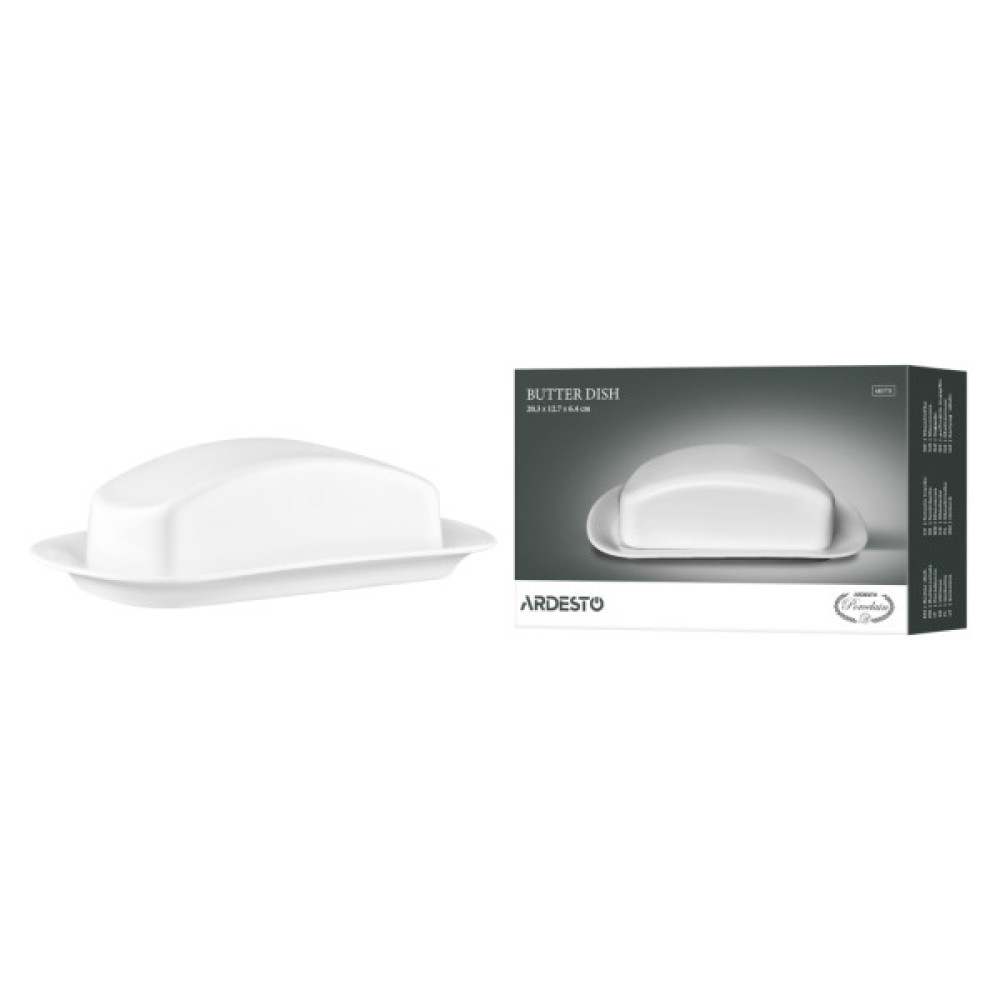 Маслянка кухонна Ardesto 20.3х12.7х6.4см, порцеляна, білий (AR3751)