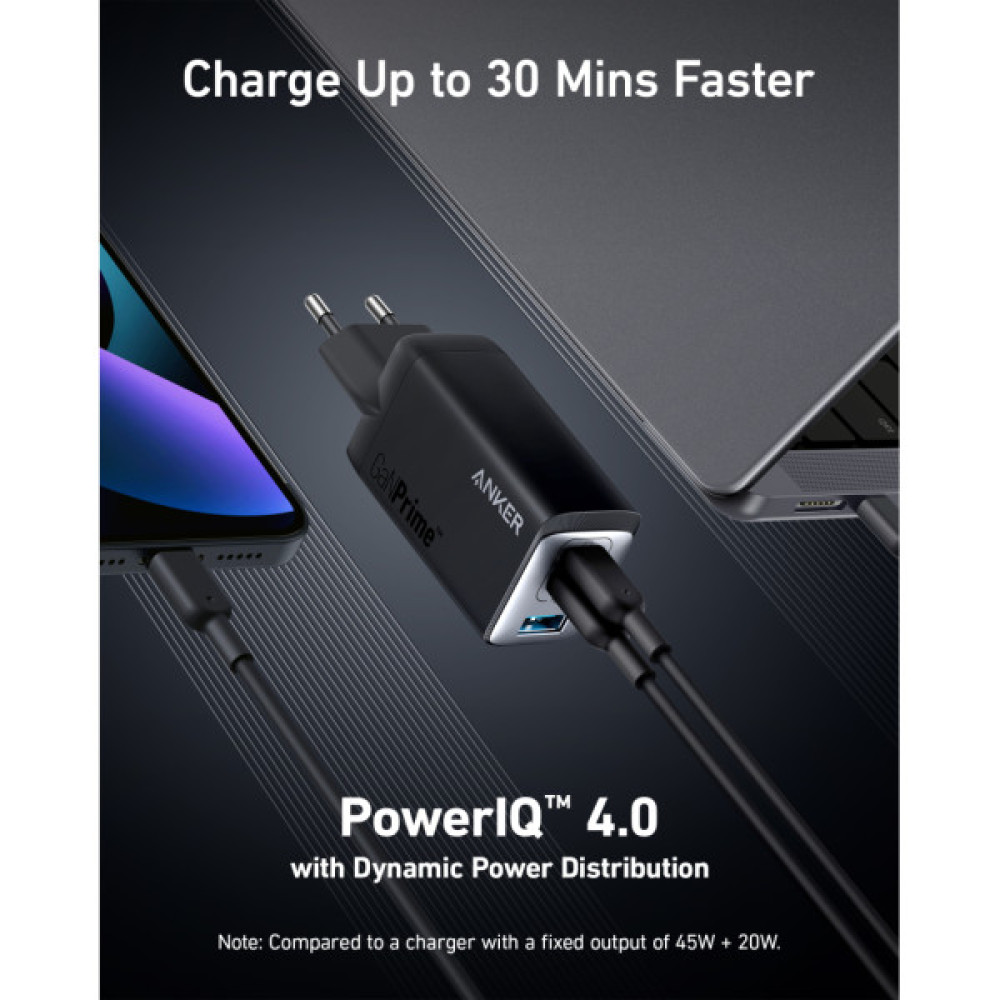 Зарядний пристрій Anker PowerPort 735 GaNPrime 65W 2xUSB-C PD + 1xUSB-A PIQ PPS/DPDS (A2668311)