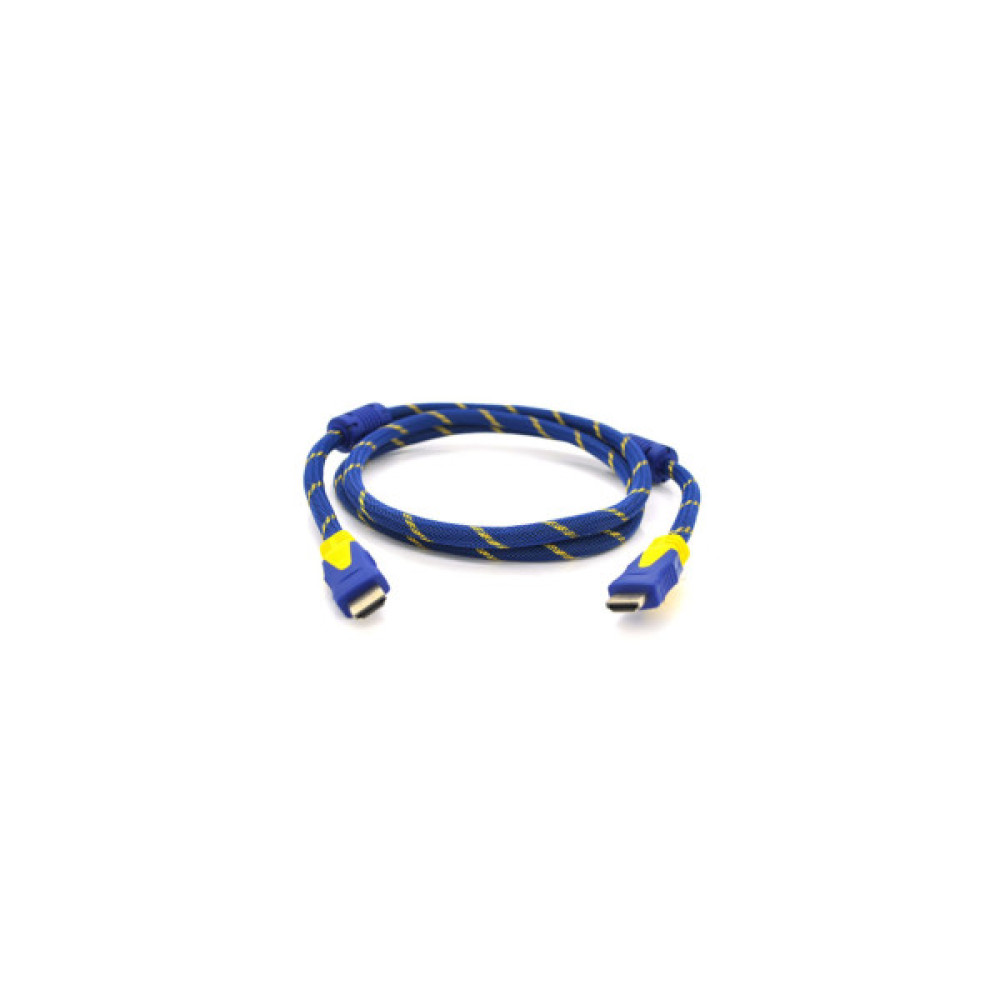 Кабель мультимедійний HDMI M to HDMI M 3.0m V1.4 blue yellow Merlion (YT-HDMI(M)/(M)NY/BL-3.0m)