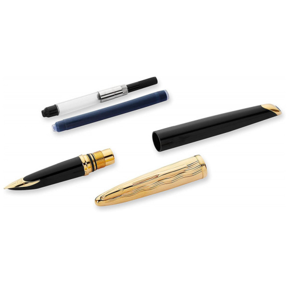 Ручка пір'яна Waterman CARENE Essential Black/Gold GT  FP F (11 204)