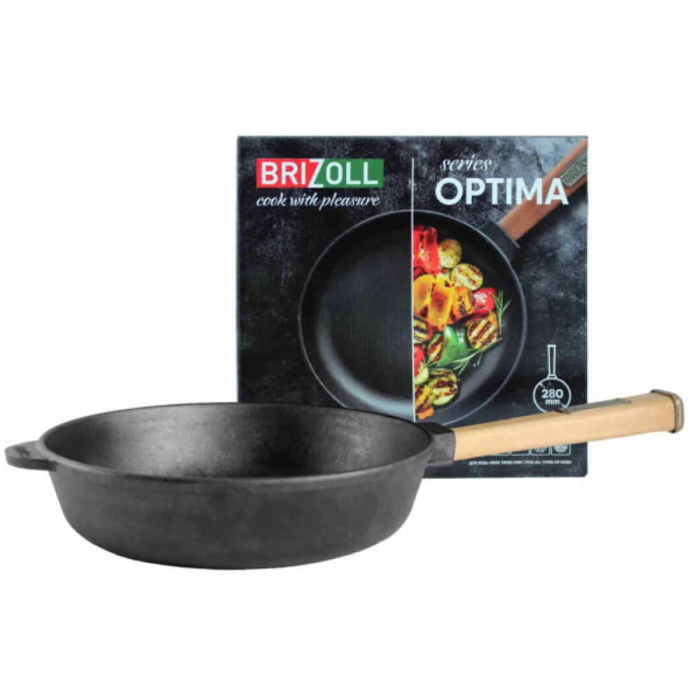 Сковорода Brizoll Optima чавунна з ручкою 280х60 мм (O2860-P)