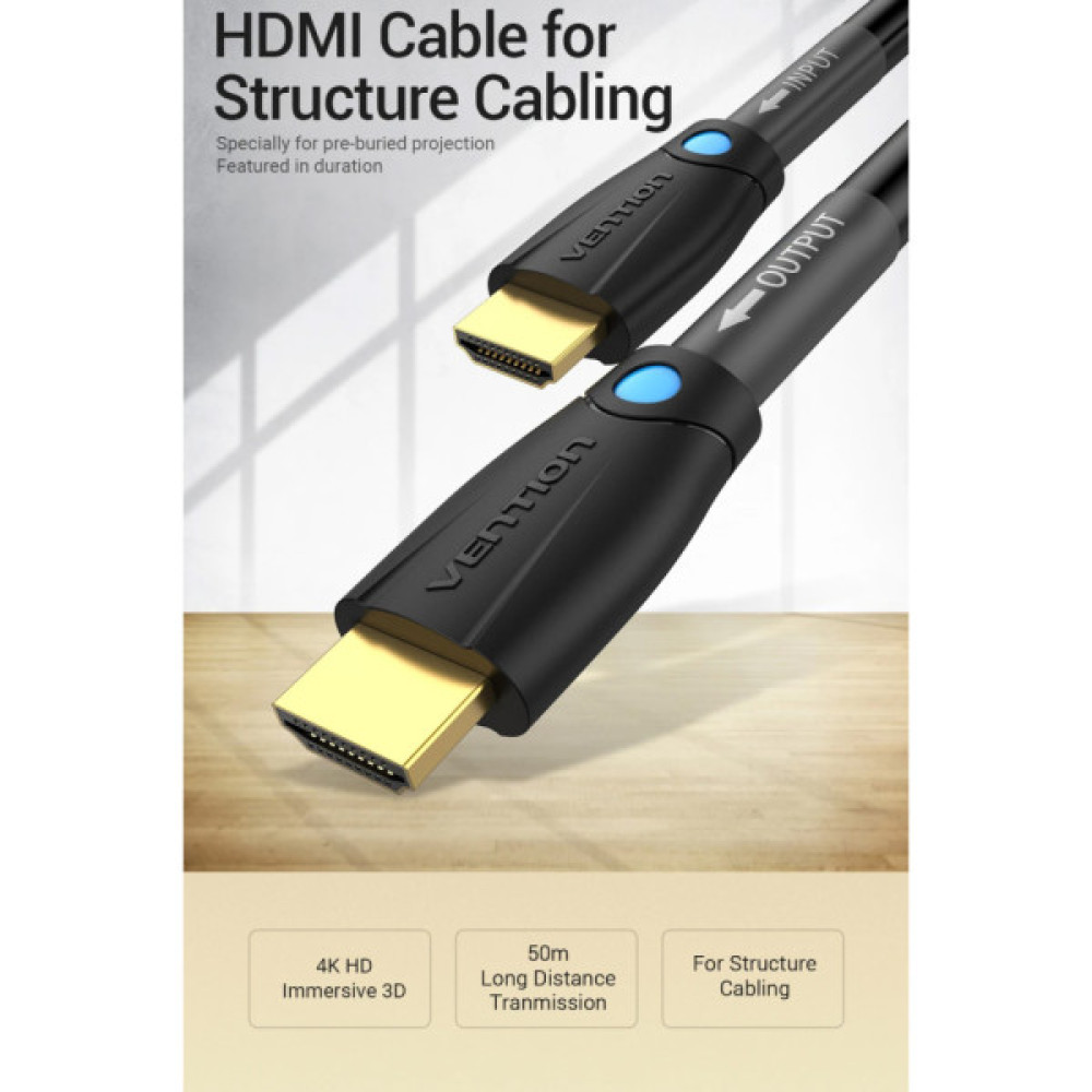 Кабель мультимедійний HDMI M to HDMI M 1.0m 4K cotton braided black zinc alloy Vention (ALMBF)