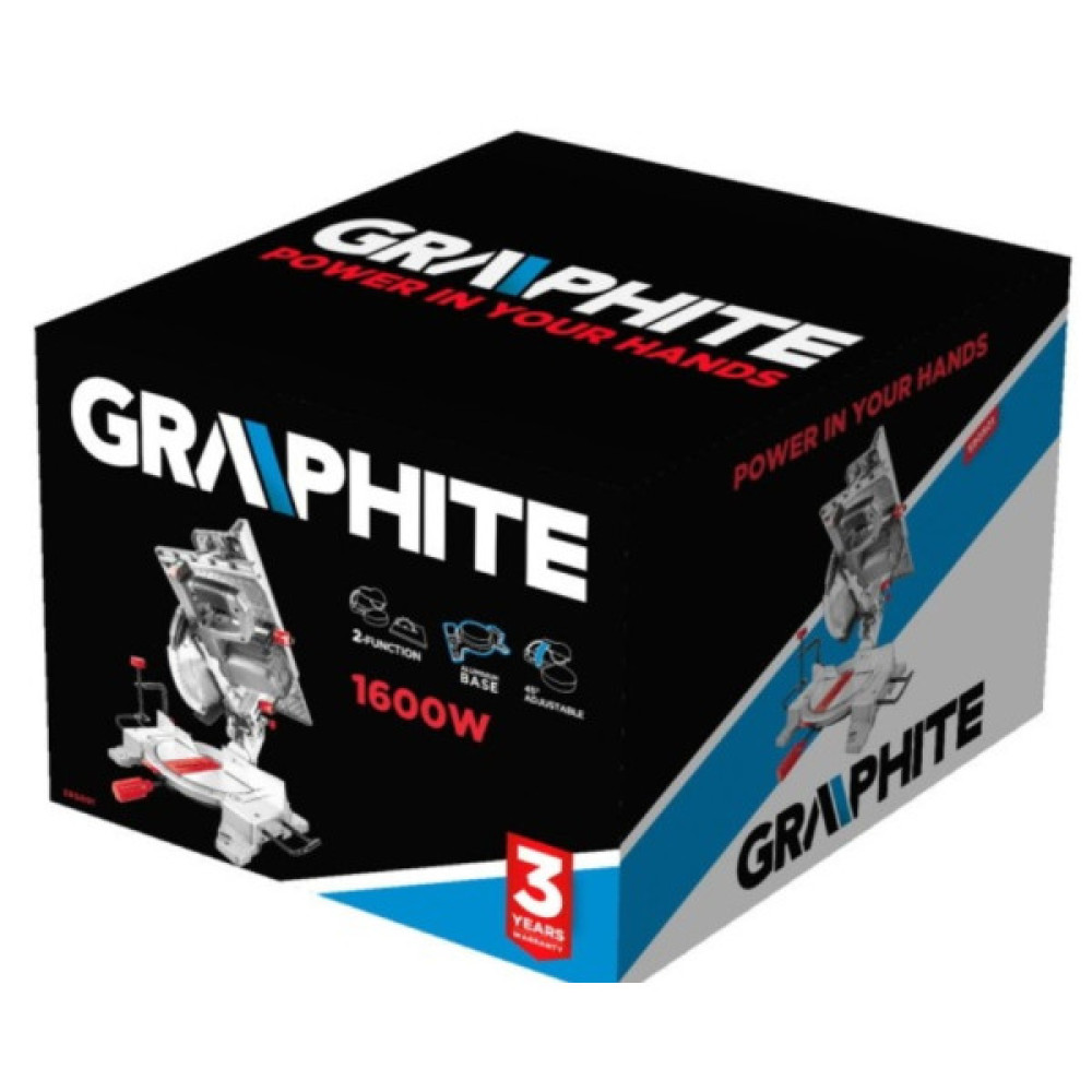 Пила дискова Graphite 1600 Вт диск 254x30мм 0-45° 4800 об/хв