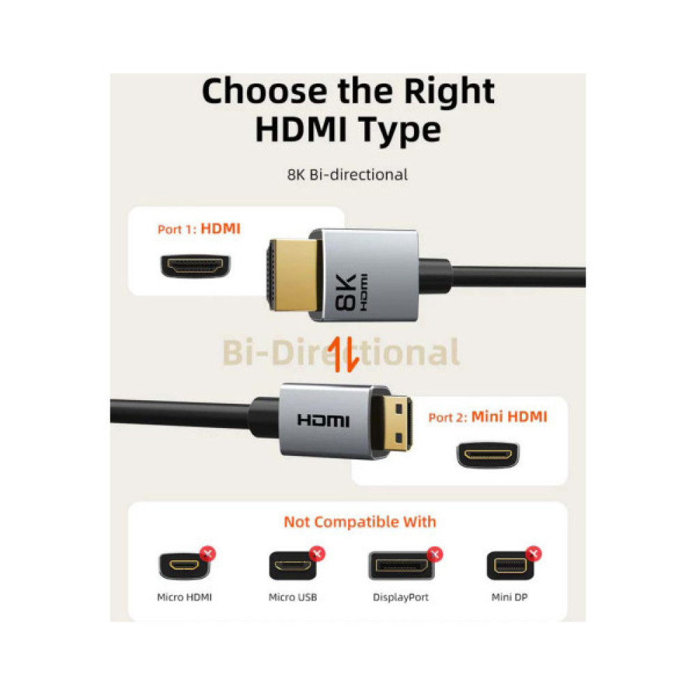 Кабель мультимедійний HDMI micro M to HDMI M 0.5m 8K60Hz Cabletime (CA915873)
