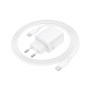 Зарядний пристрій BOROFONE BN27 Fuente 1xUSB-C PD20W + 1xUSB QC3.0 + cable USB-C to USB-C White (6941991120282)