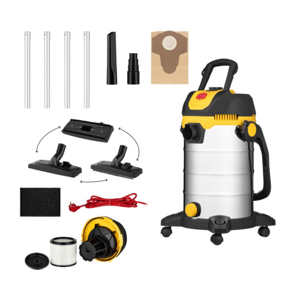 Пилосос професійний 2E PowerClean 30S 1200Вт 17кПа контейнер 30л розетка 220В/2000Вт вологе/сухе прибирання функція повітродувки IPX4 6.3кг