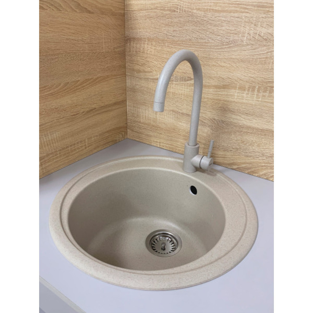 Набір кухонна Adamant Sun, штучний камінь, кругла, без крила, 510x200мм, чаша - 1, врізна, Avena + змішувач