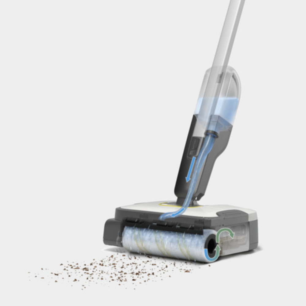 Підлогомийна машина Karcher безпровідна FC 2-4 Battery Set, вода -0.2л, автон. робота до 20хв, вага-2.3кг, білий