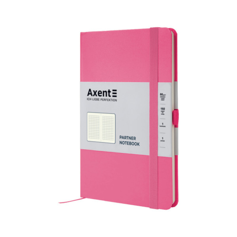 Книга записна Axent Partner, 125x195 мм, 96 аркушів, клітинка, рожева (8201-10-A)