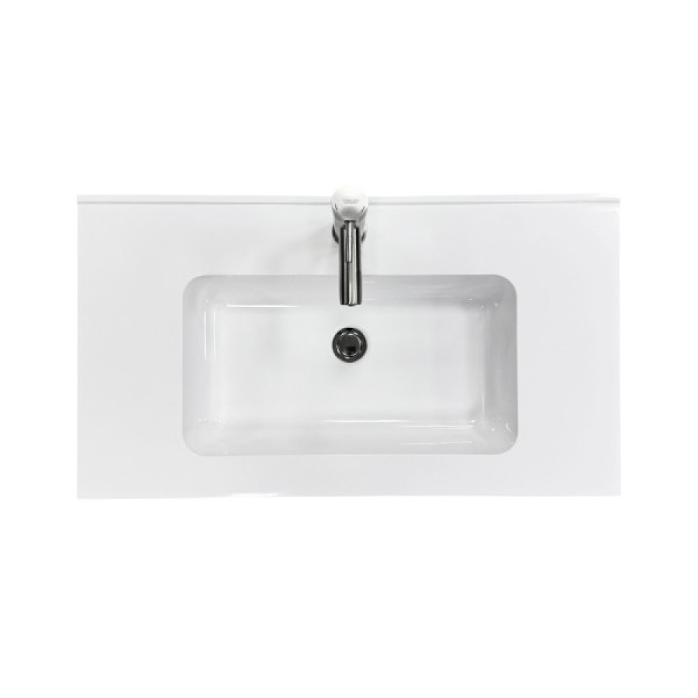 Набір для ванної кімнати, раковина, умивальник Adamant FLATE 80, штучний камінь, прямокут., з сифоном Click-Clack + змішувач