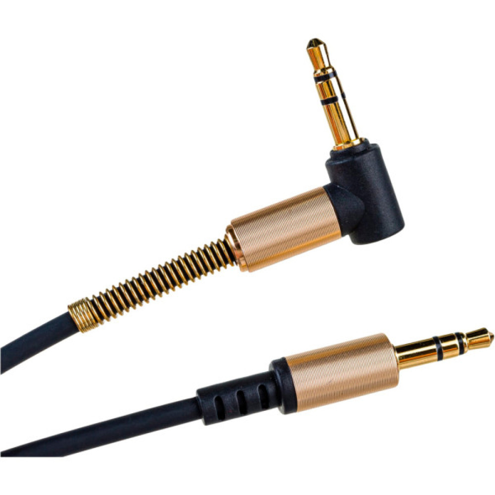 Кабель мультимедійний 3.5mm M to 3.5mm M 1.0m 90° corner Black HOCO (6957531025665)