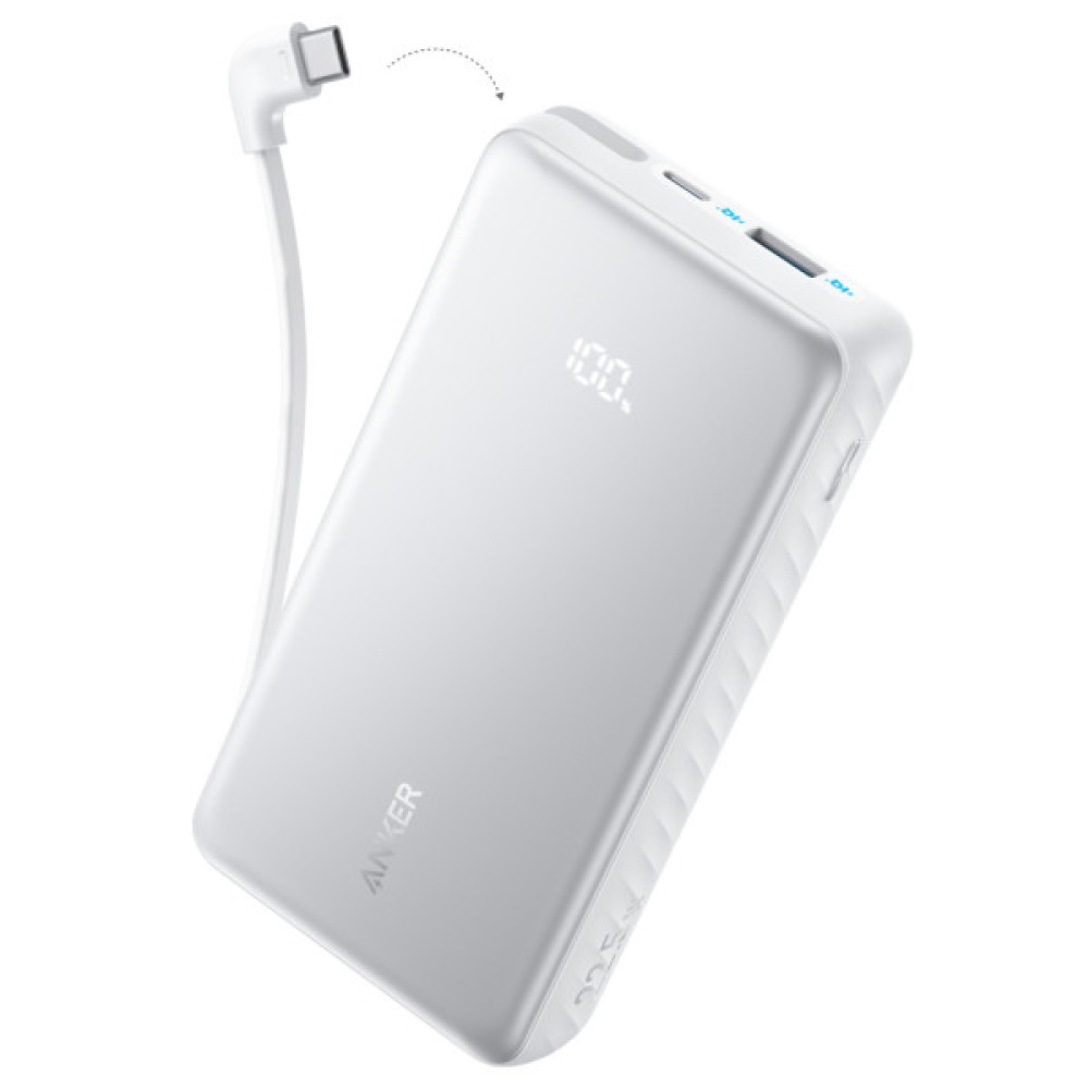 Батарея універсальна Anker 20000mAh 22.5W Built-In USB-C Cable White (A110EH21)