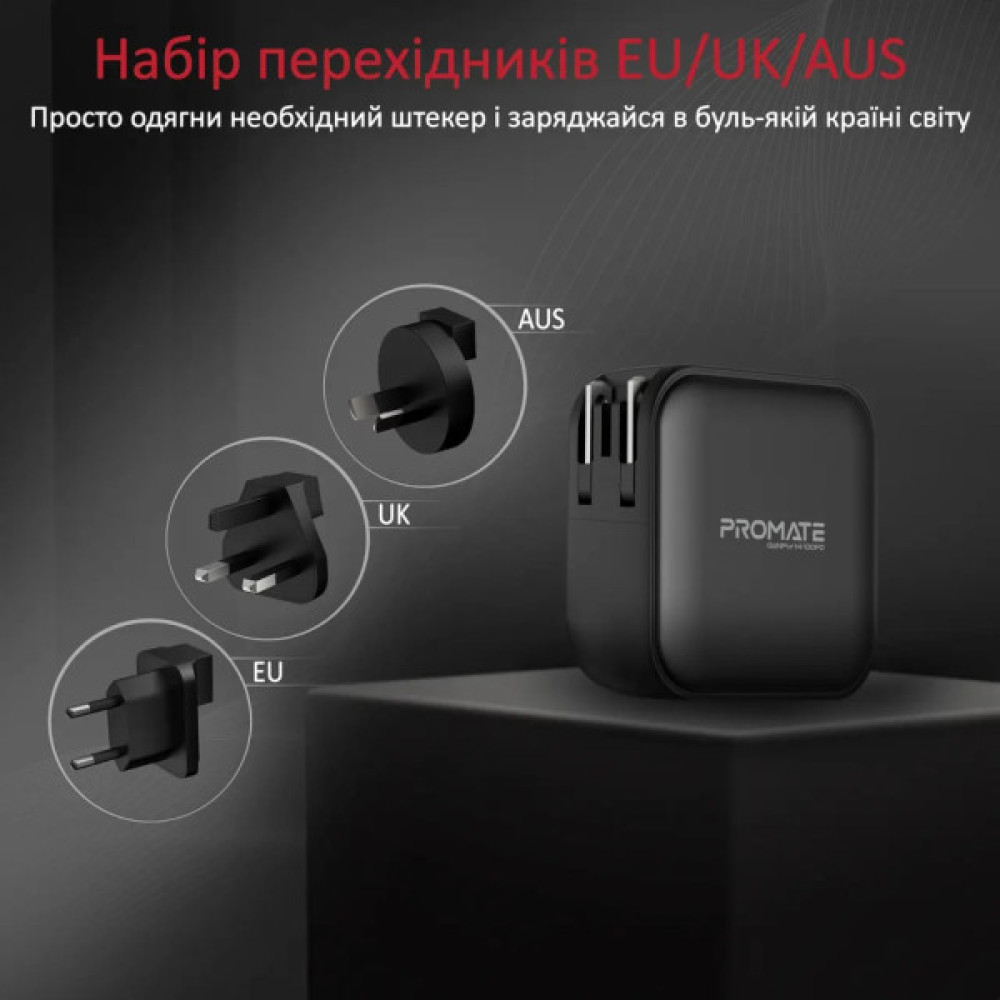 Зарядний пристрій Promate 100W 3xUSB-C + USB-A (ganport4-100pd.black)