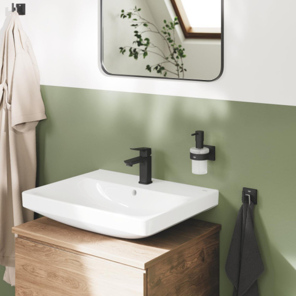 Змішувач для раковини Grohe QuickFix Dice Black S-розміру, довж. виливу - 106мм, неповоротний, 1 важіль, чорний матовий