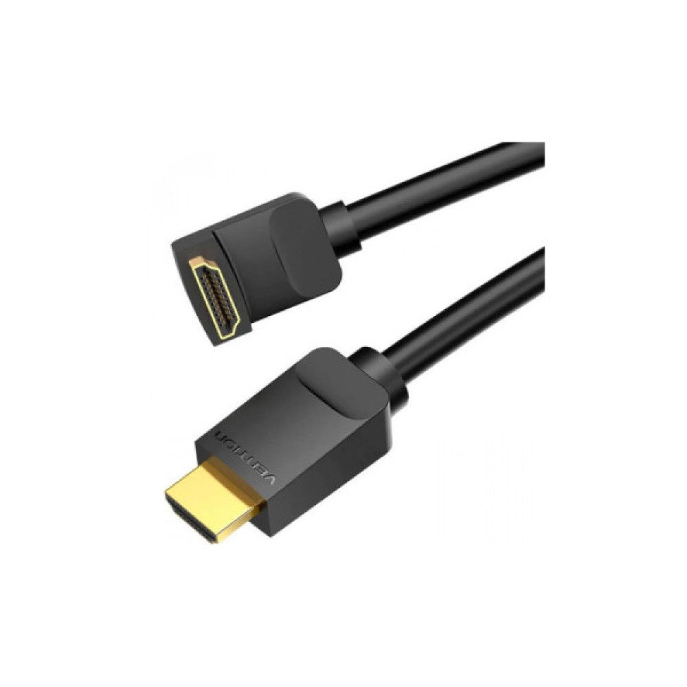 Кабель мультимедійний HDMI M to HDMI M 1.5m V2.0 4K60Hz 90° corner PVC black Vention (AARBG)