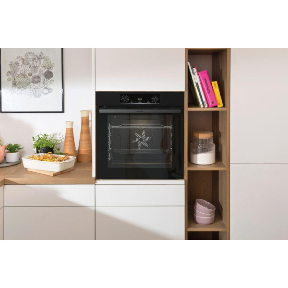 Духова шафа Gorenje електрична, 77л, A+, пара, дисплей, IconLed, піроліз, чорний