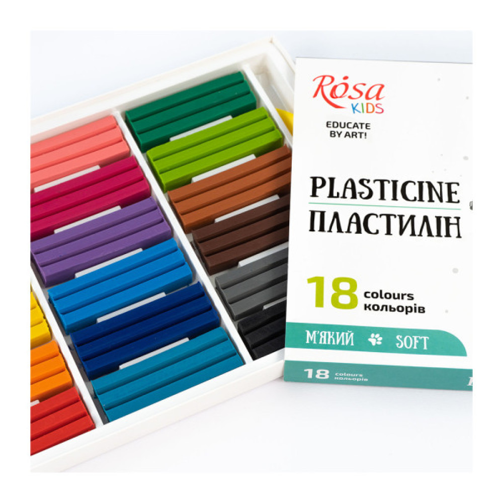 Пластилін Rosa Kids Cats, зі стеком, 18 кольорів 288 г (4823098541608)