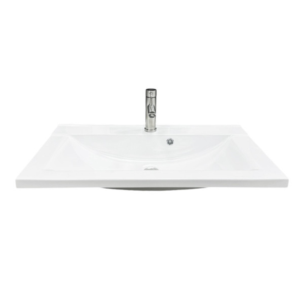 Набір для ванної кімнати, раковина, умивальник Adamant QUANTO 80, штучний камінь, прямокут., з сифоном Click-Clack + змішувач