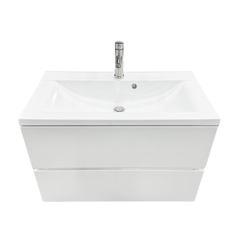 Набір для ванної кімнати, раковина, умивальник Adamant QUANTO 80, штучний камінь, прямокут., з сифоном Click-Clack + змішувач