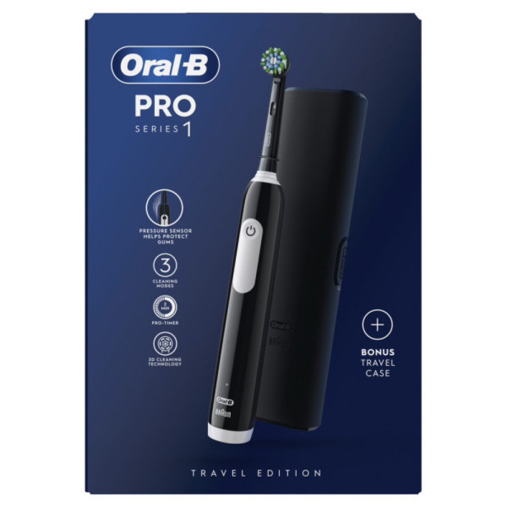Електрична зубна щітка Oral-B Pro Series 1 D305.513.3X BK типу 3791+ чохол Travel Edition