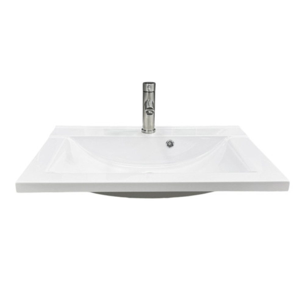 Набір для ванної кімнати, раковина, умивальник Adamant QUANTO 70, штучний камінь, прямокут., з сифоном Click-Clack + змішувач