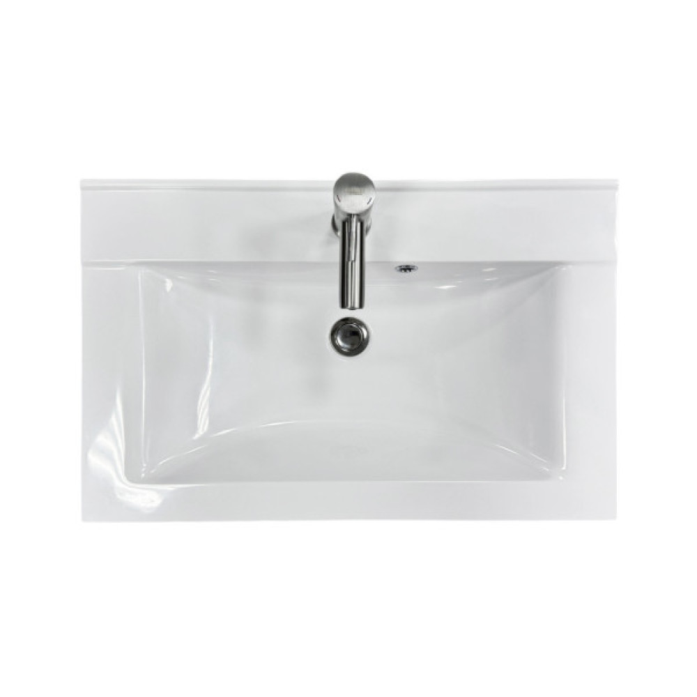 Набір для ванної кімнати, раковина, умивальник Adamant QUANTO 70, штучний камінь, прямокут., з сифоном Click-Clack + змішувач