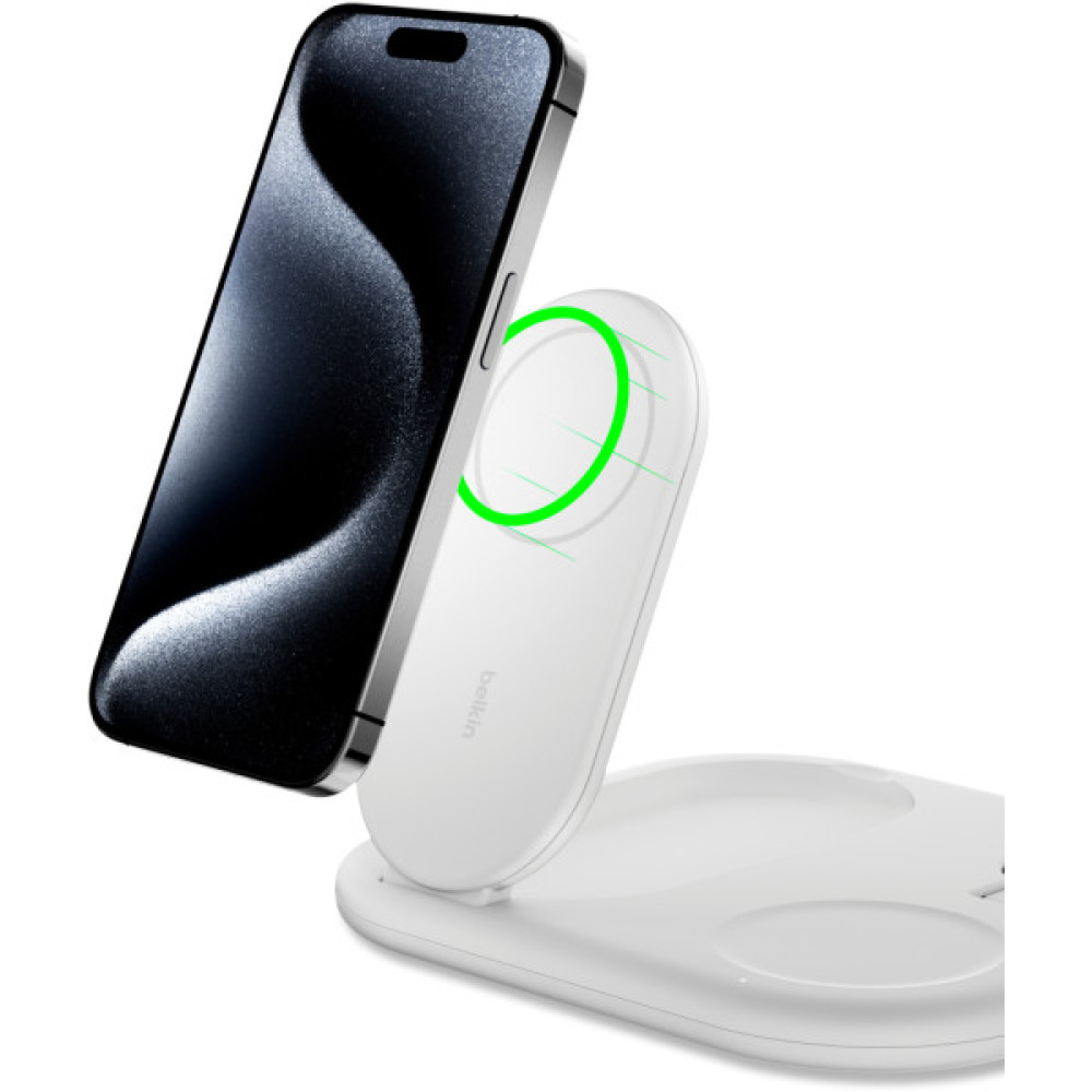 Зарядний пристрій Belkin 3in1 Magnetic Foldable iPhone/Watch/AirPods Qi2 15W white (WIZ029VFWH)