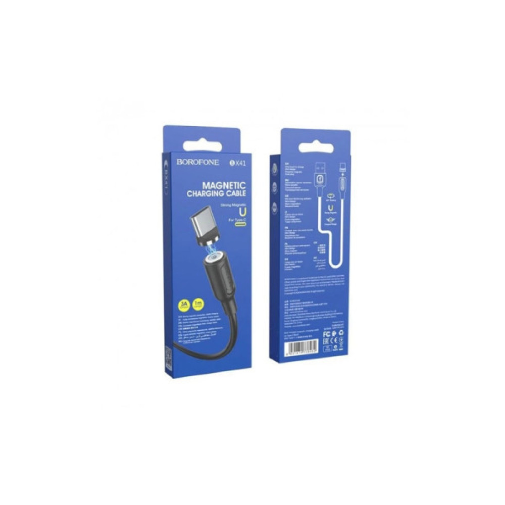 Дата кабель USB 2.0 AM to USB-C 1.0m 2.4A magnetic BX41 black BOROFONE (6931474738462)
