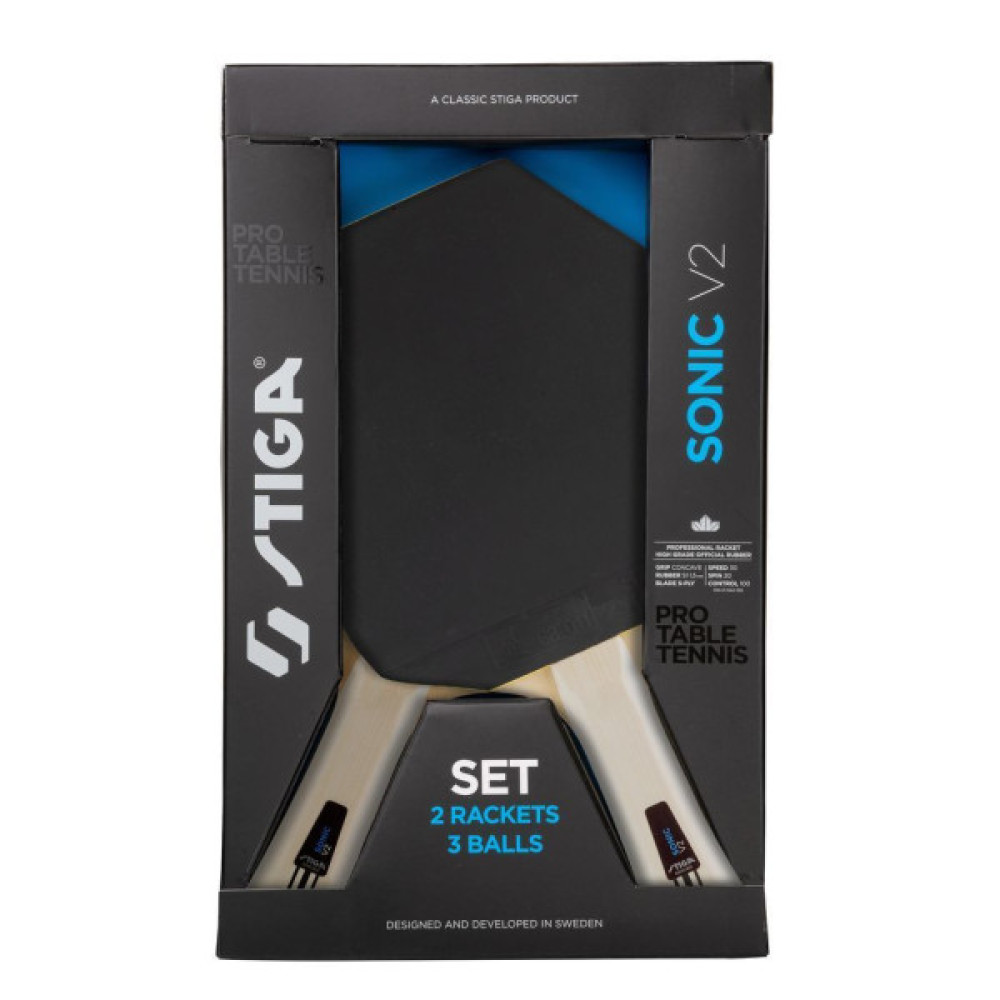 Комплект для настільного тенісу Stiga Sonic V2 Cybershape 2 Bats 3 Balls (1210-1206-35) (931946)