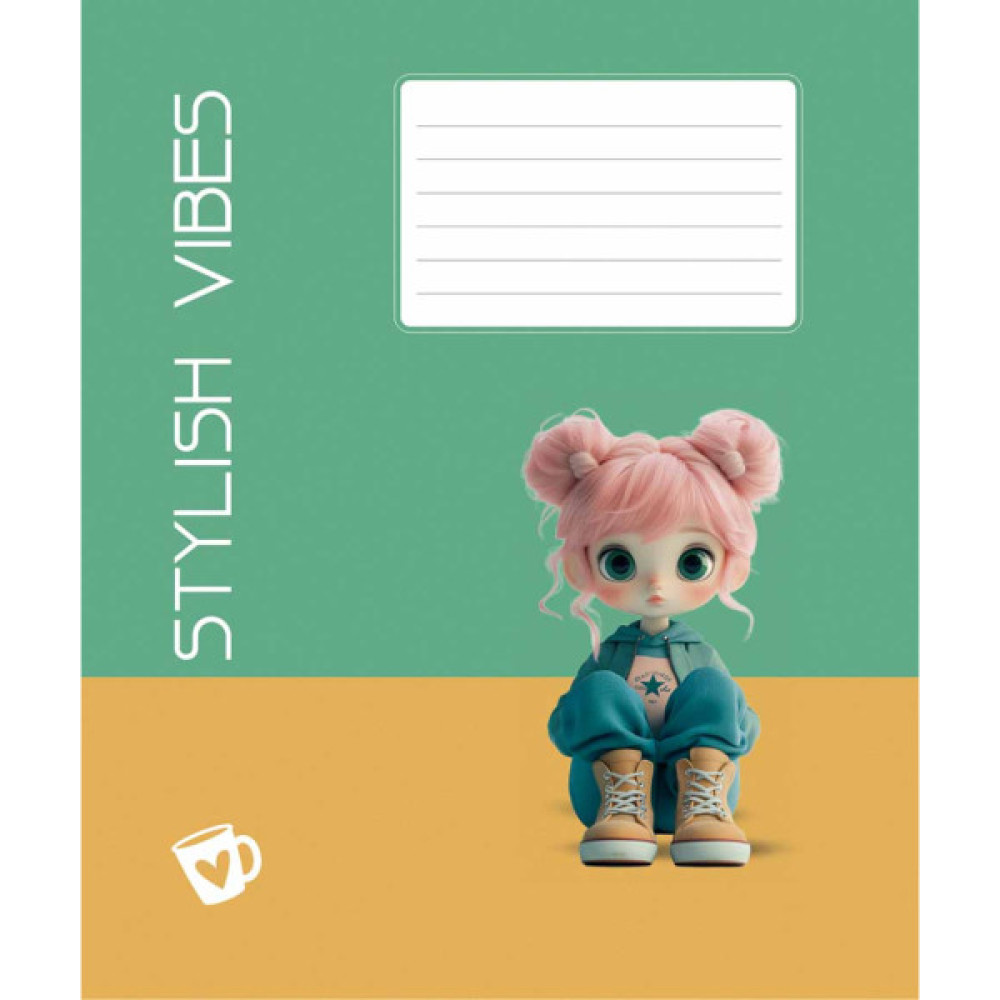 Зошит Школярик Stylish vibes 12 аркушів клітинка (012-3568K)