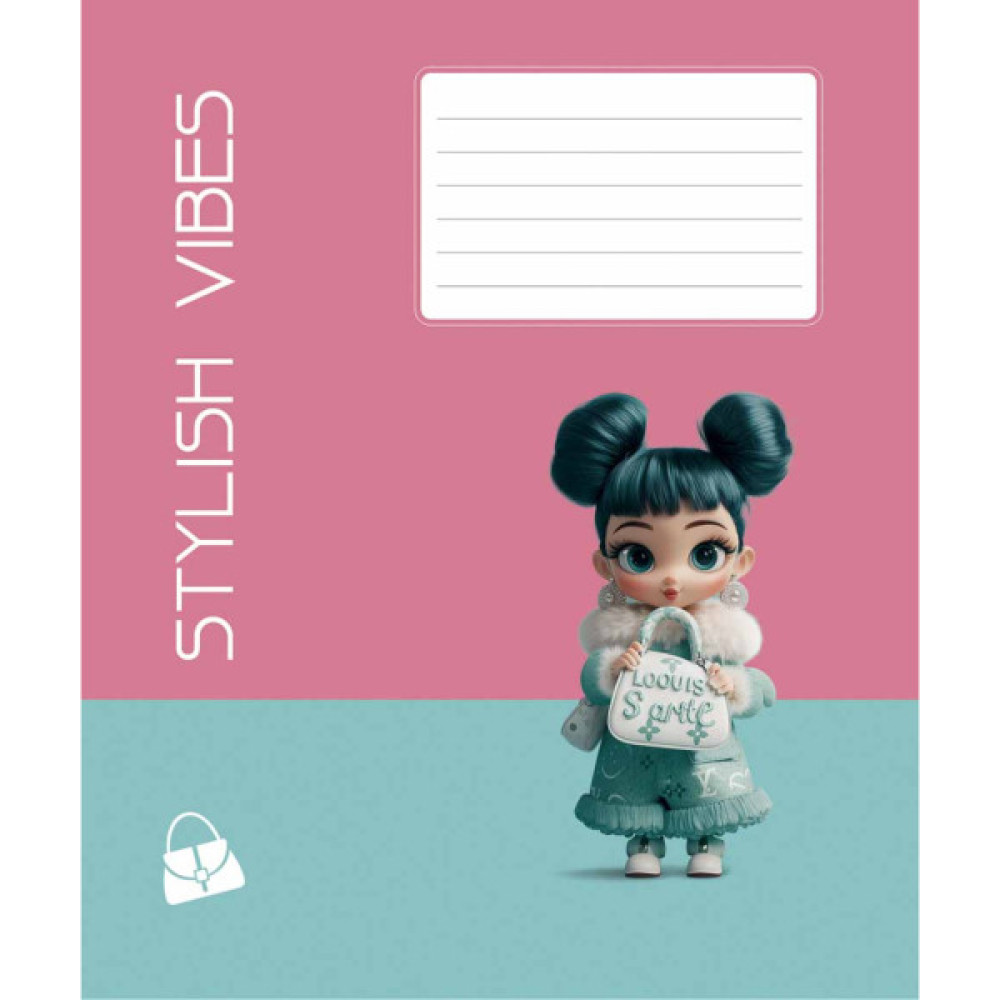 Зошит Школярик Stylish vibes 12 аркушів клітинка (012-3568K)