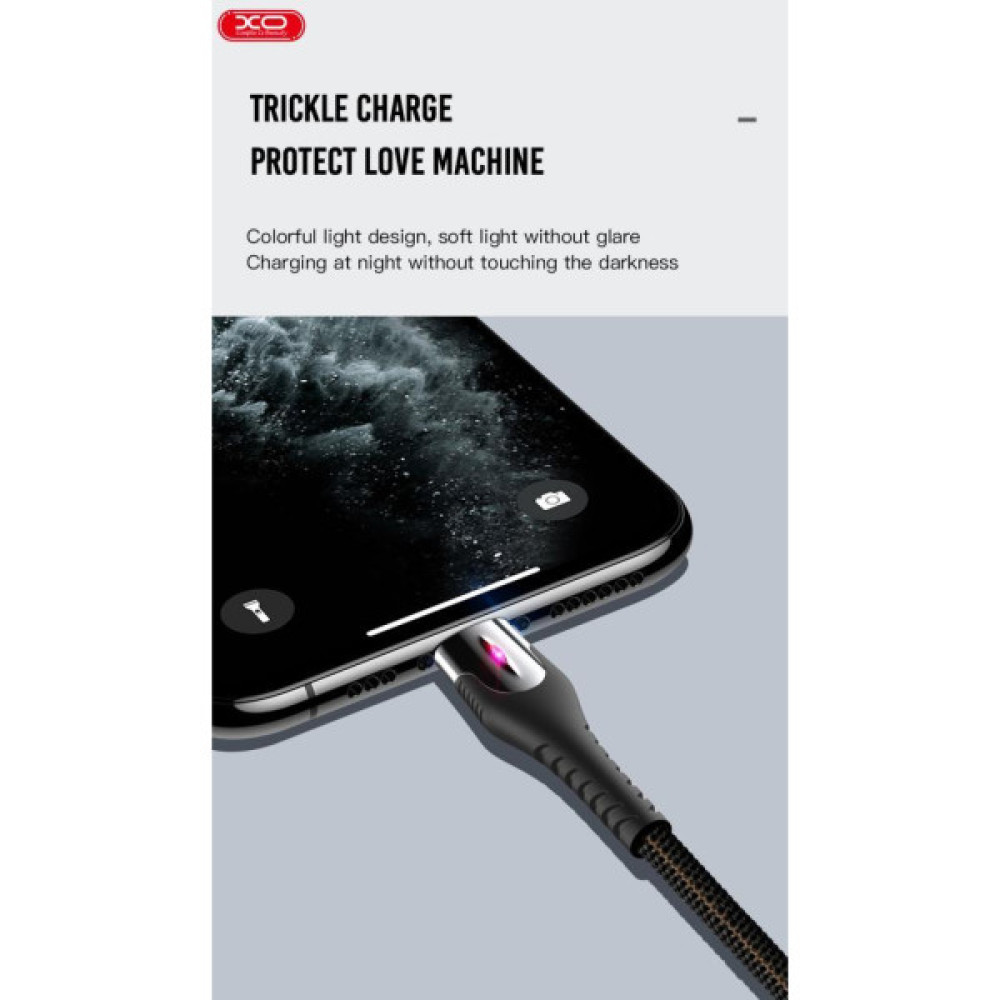 Дата кабель USB 2.0 AM to Lightning 1.0m 2A zinc alloy black XO (NB138-L-1-BK)