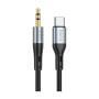 Кабель мультимедійний USB-C to 3.5mm M 1.0m silicone black HOCO (6931474769497)