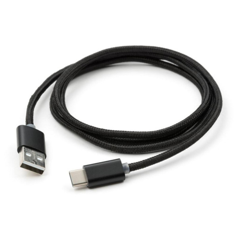 Дата кабель USB 2.0 AM to USB-C 1.0m LED black Vinga (VCPDCTCLED1BK)