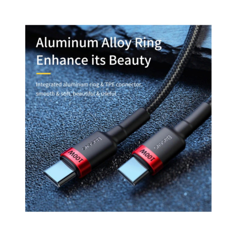 Дата кабель USB-C to USB-C 2.0m PD2.0 100W (20V/5A) red+black Baseus (CATKLF-AL91)