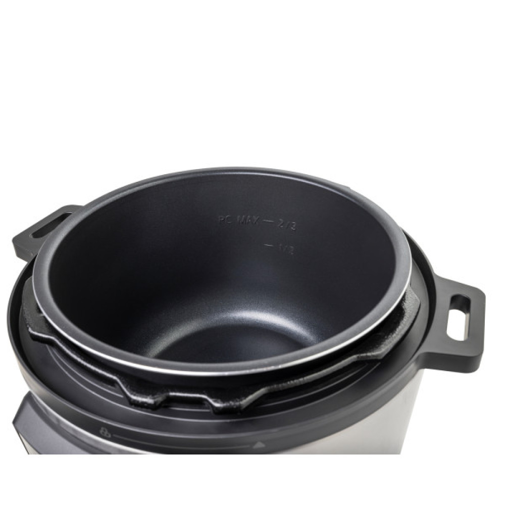 Мультиварка-скороварка Gorenje, 1000Вт, чаша-6л, електронне керув., 8 програм, метал/пластик, чорний-нерж