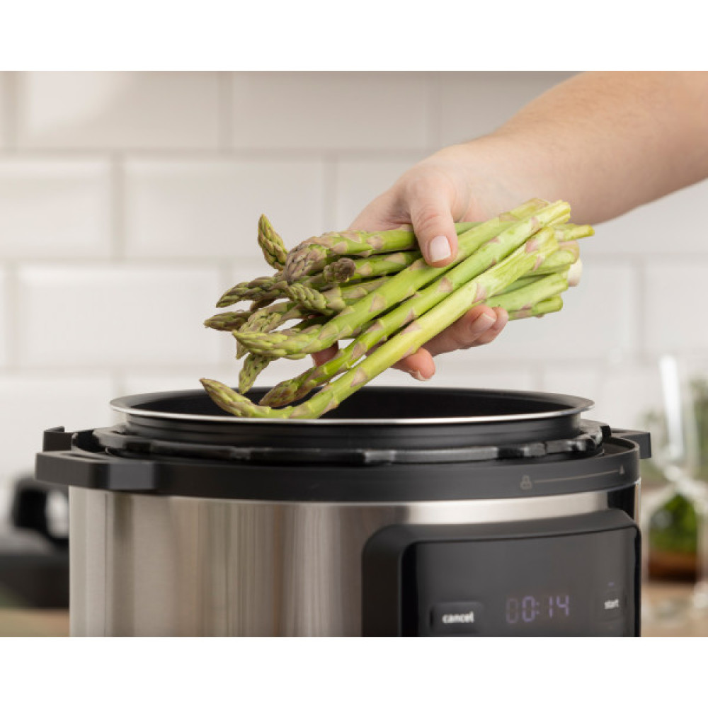 Мультиварка-скороварка Gorenje, 1000Вт, чаша-6л, електронне керув., 8 програм, метал/пластик, чорний-нерж