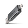 Зчитувач флеш-карт AXAGON USB-C + USB-A to SD/microSD 5Gbps gray (CRE-DAC)