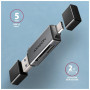 Зчитувач флеш-карт AXAGON USB-C + USB-A to SD/microSD 5Gbps gray (CRE-DAC)